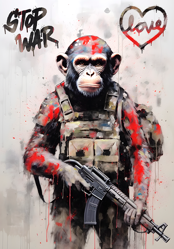 Soldier monkey art poster - TenStickers