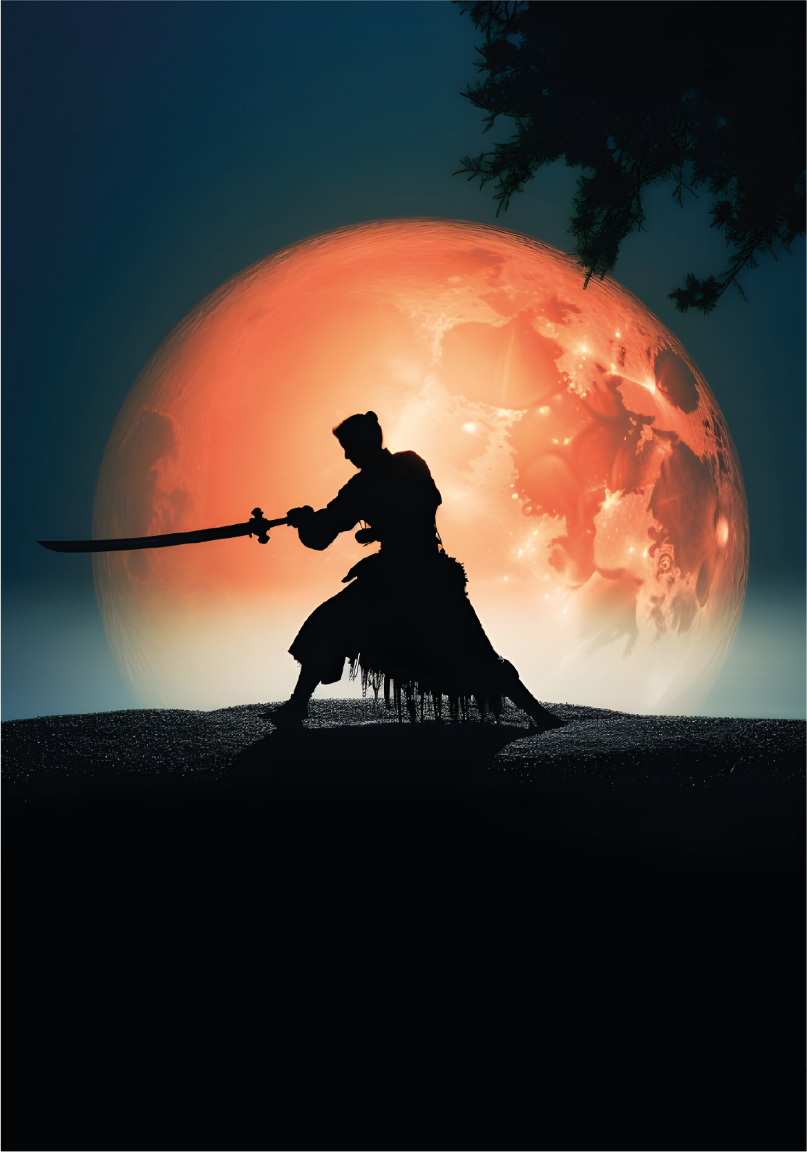 Samurai Backlit Poster Decor For Teenager - TenStickers
