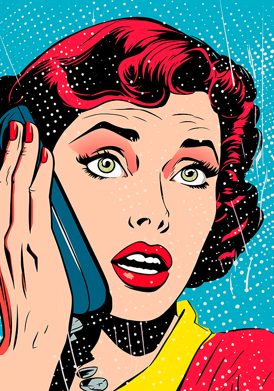woman on the phone pop art poster - TenStickers