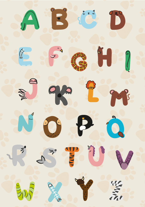 Animal alphabet nursery poster - TenStickers