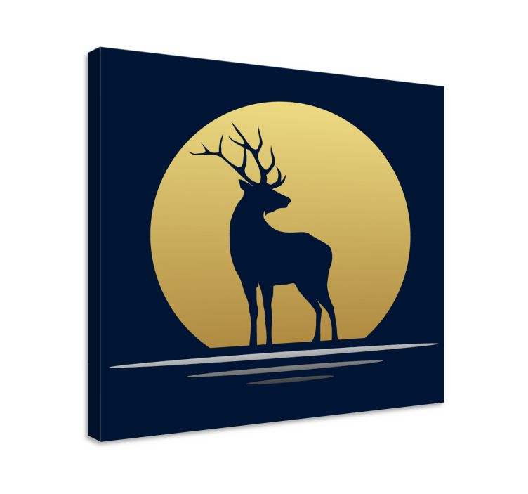 Stag canvas stag silhouette moon art - TenStickers