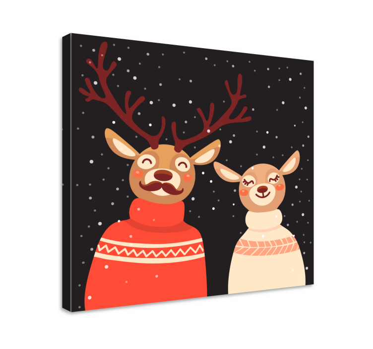 Stag canvas festive reindeer pair - TenStickers