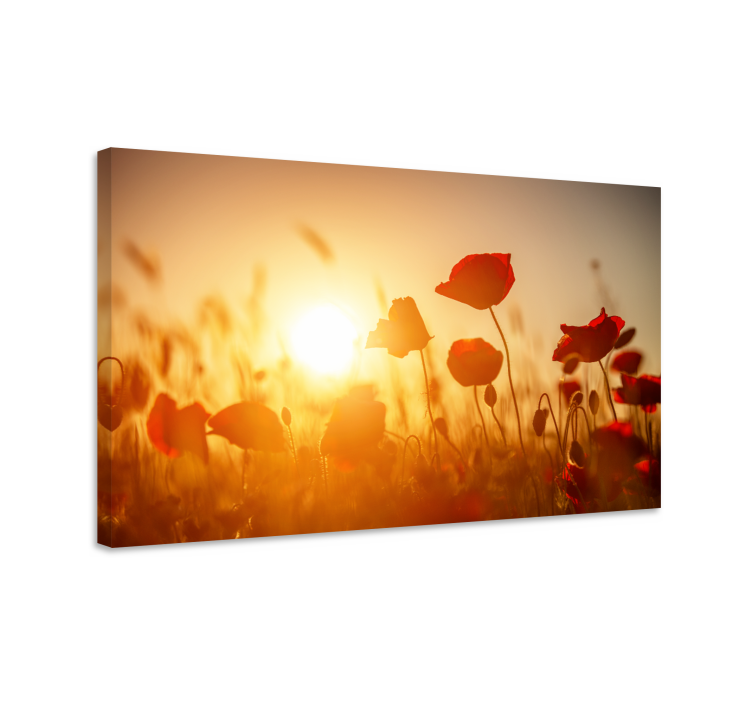 Red flowers on sunset flower canvas - TenStickers