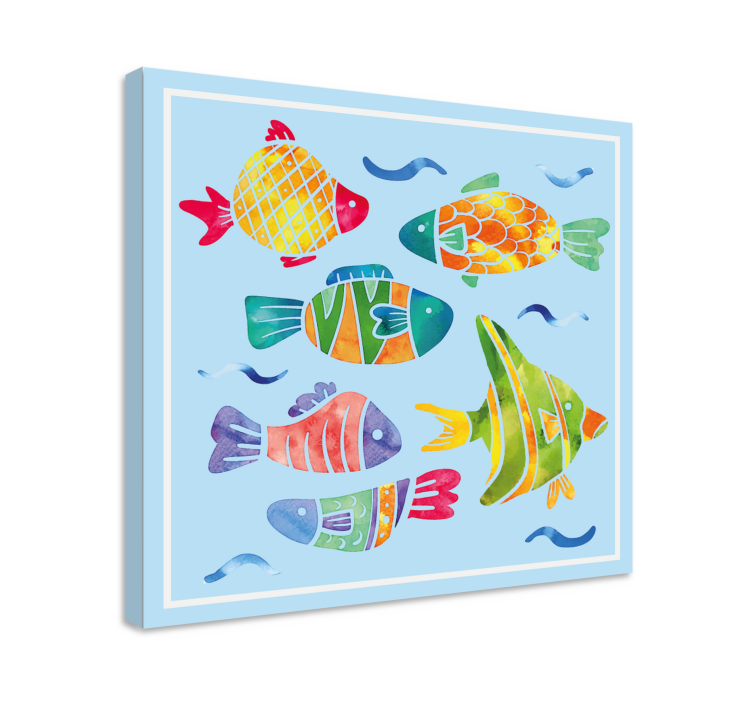 Cartoon colourful  fish canvas - TenStickers