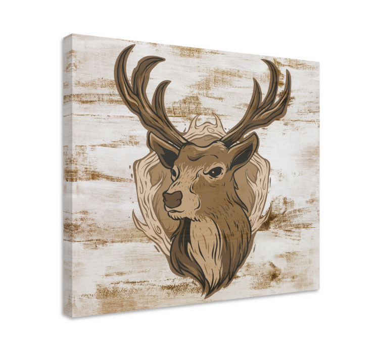 Wooden stag animal canvas - TenStickers