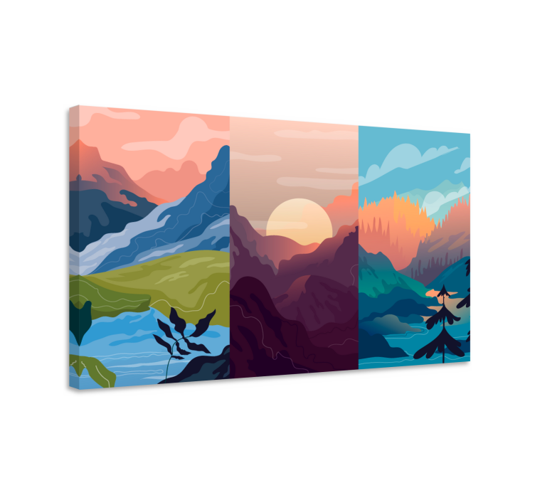 Animated Mountains landscape canvas - TenStickers