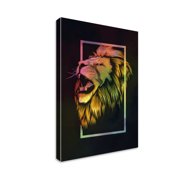 Painted colorful lion animal canvas prints - TenStickers