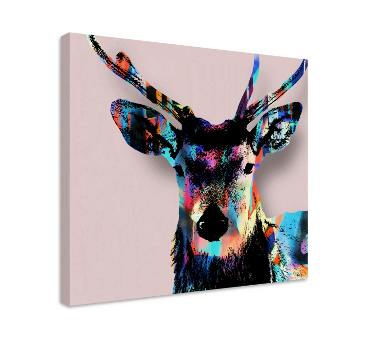 Stag canvas colorful stag head art print - TenStickers