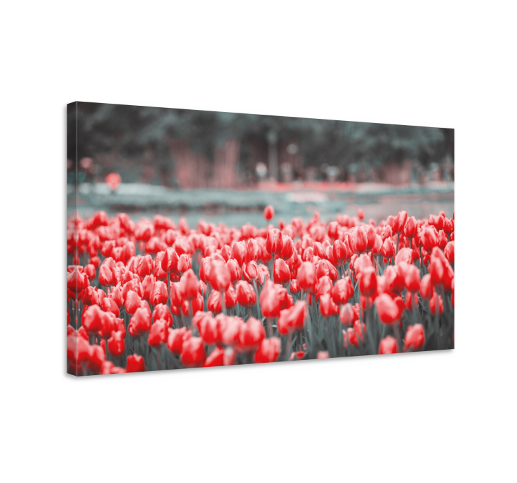 Flowers canvas vibrant tulip field artwork - TenStickers