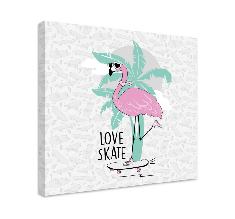 Animal canvas wall art flamingo on a skateboard - TenStickers