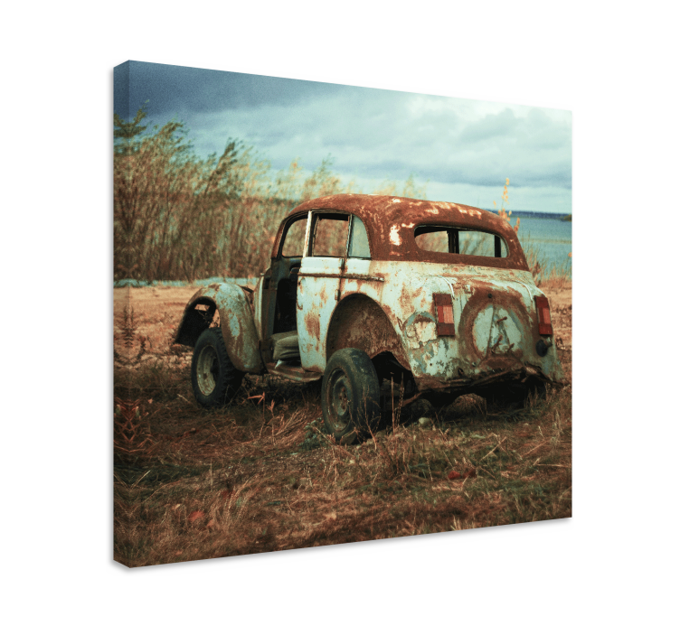 Retro canvas rusty classic automobile - TenStickers