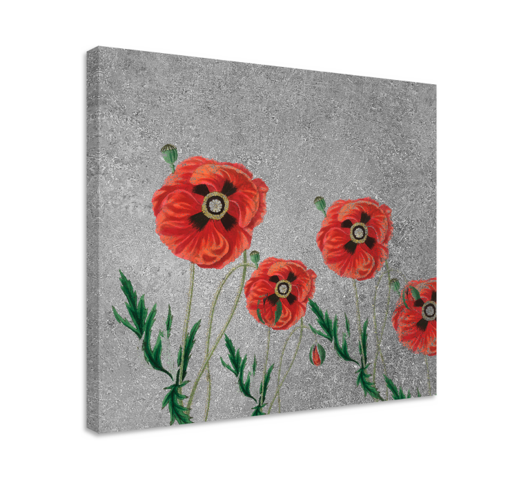 Artistic Polish poppies on grey flower canvas - TenStickers