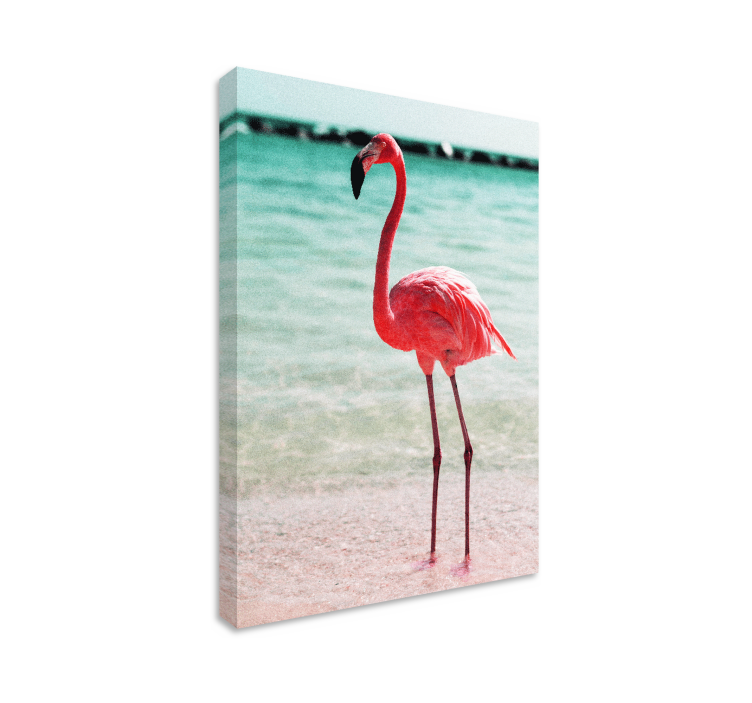 Cute flamingos on the beach canvas wall art - TenStickers
