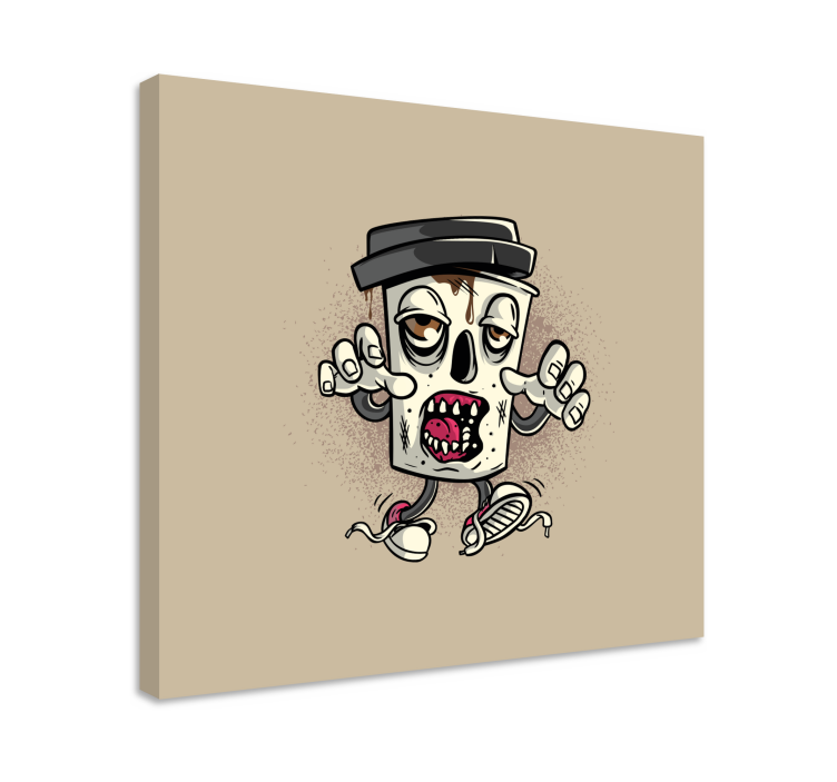 Coffee zombie graffiti character modern canvas - TenStickers