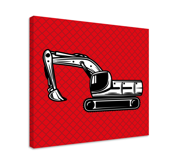 Monocolor big excavator nursery canvas - TenStickers
