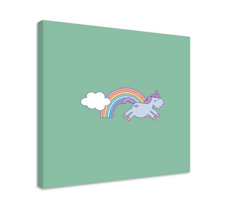 Green with unicorn nursery canvas - TenStickers