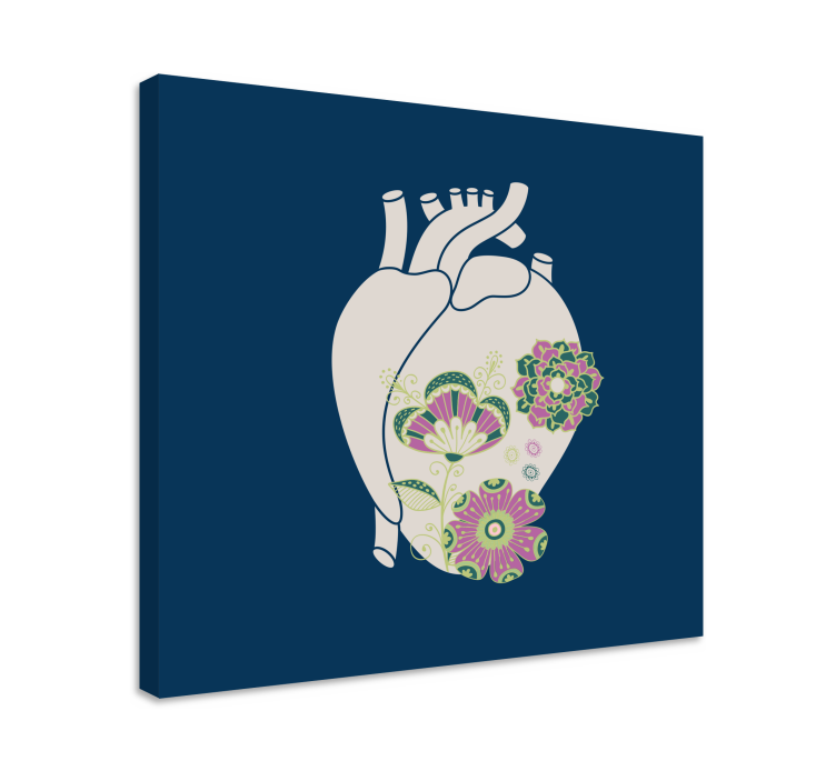 Abstract wall art 1 heart floral artwork - TenStickers