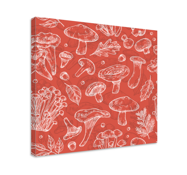 Flowers canvas with mushroom and leaf design - TenStickers