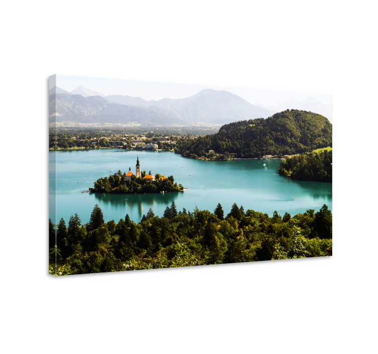 Tranquil Lake Island landscape canvas - TenStickers