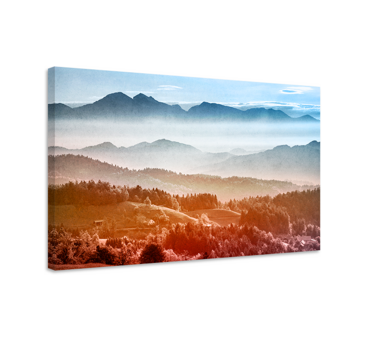 Misty Mountain View landscape canvas - TenStickers