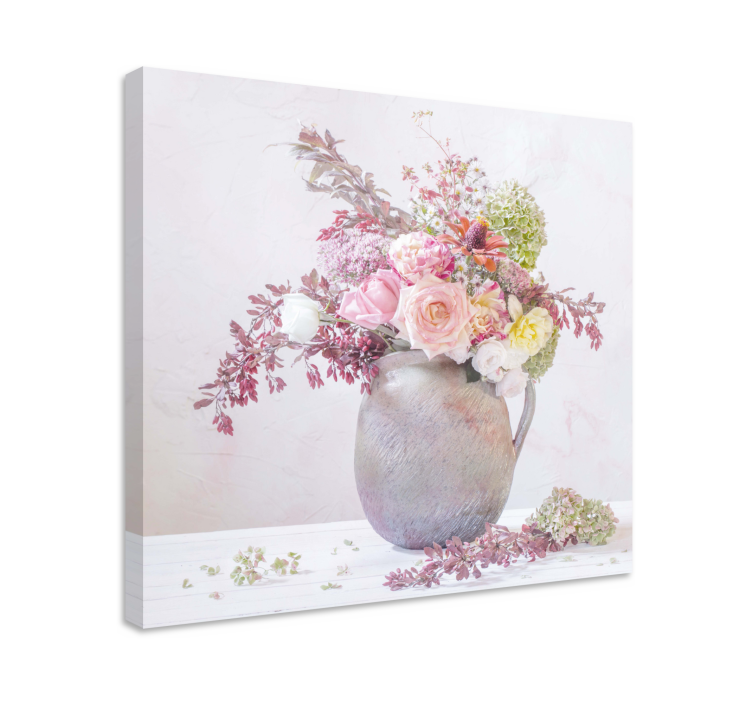 Light pink roses on a ceramic vase retro canvas - TenStickers