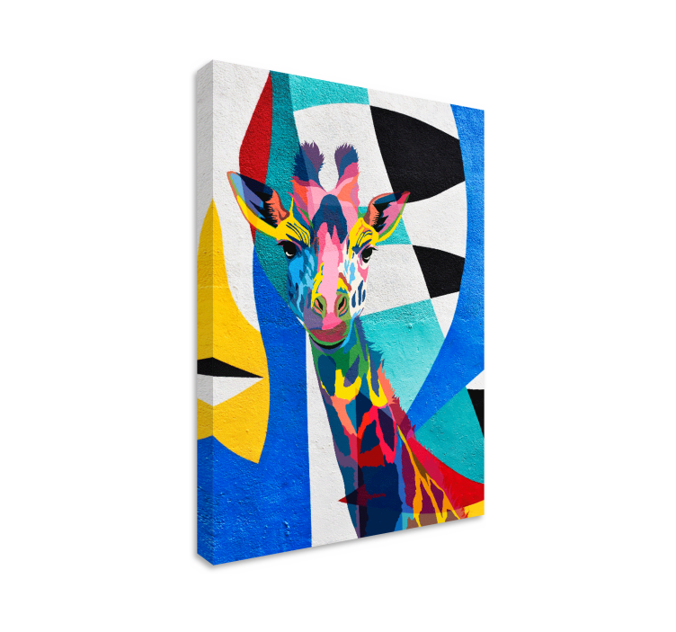 Abstract Colorful Giraffe geometric canvas - TenStickers