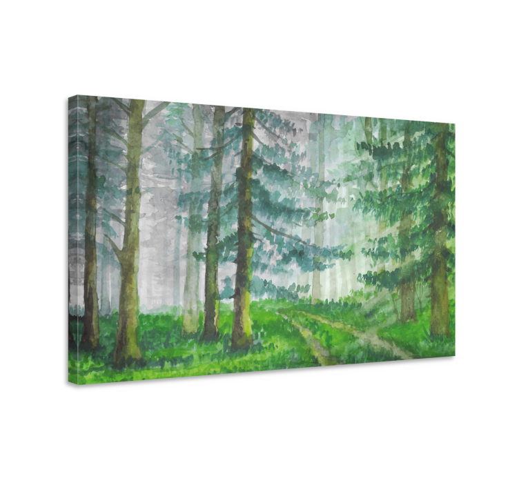 Landscape canvas foggy woodland trail - TenStickers