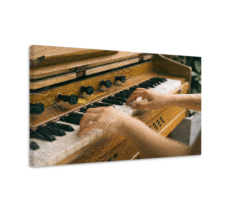 Music canvas art hands on keys - TenStickers