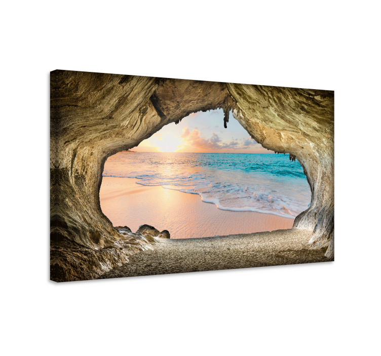 Cave beach view landscape canvas - TenStickers
