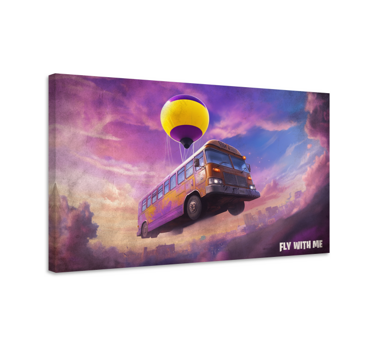 flying bus scene Videgoames canvas - TenStickers