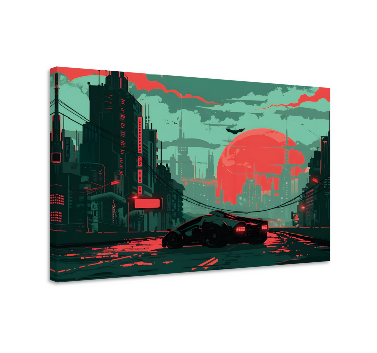 Cyber city videogame canvas - TenStickers