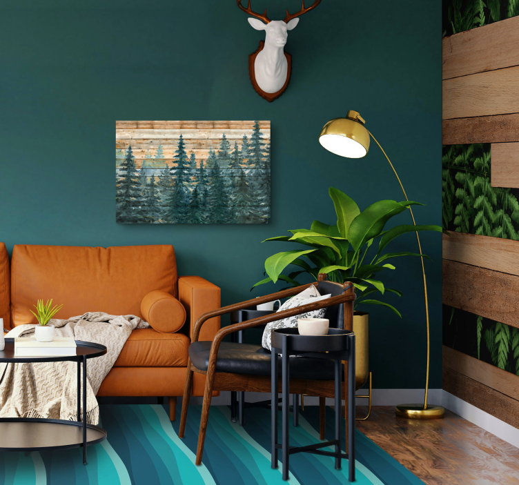 Majestic pine forest living room wall art - TenStickers