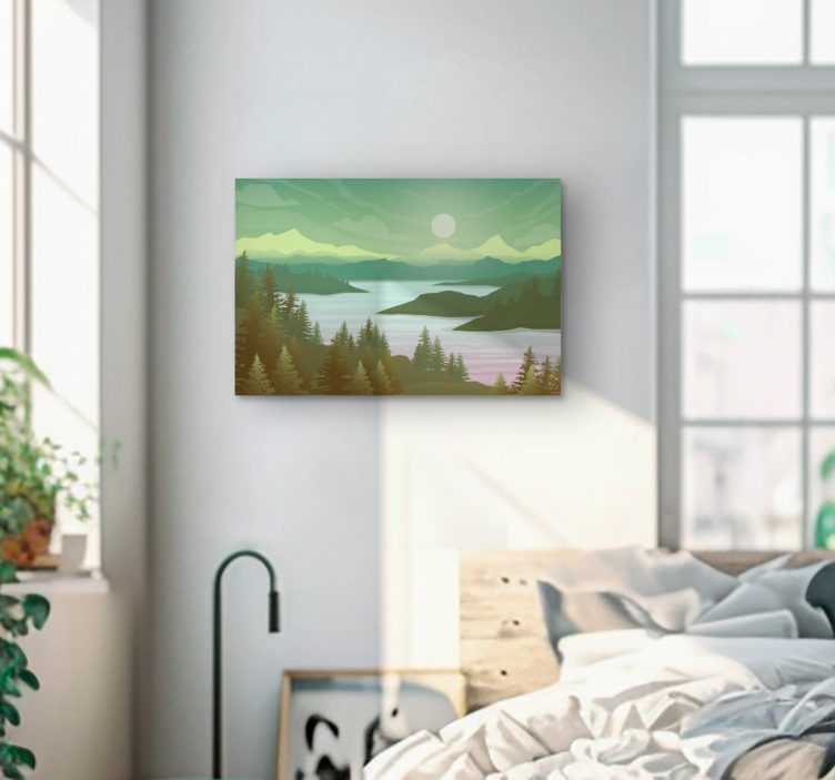 River and nature Tree wall art canvas - TenStickers