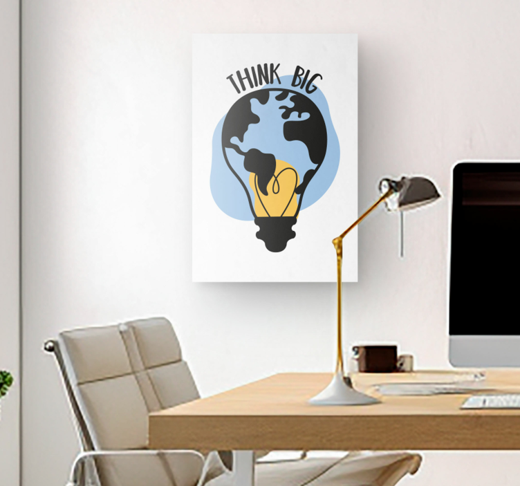 Light bulb shaped world inspirational canvas - TenStickers