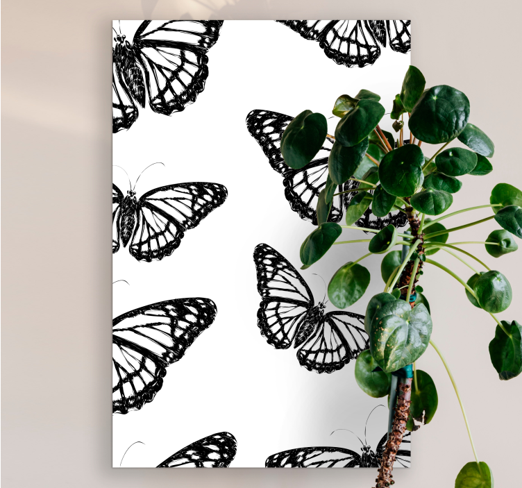 Black/White Butterfly canvas for living room - TenStickers