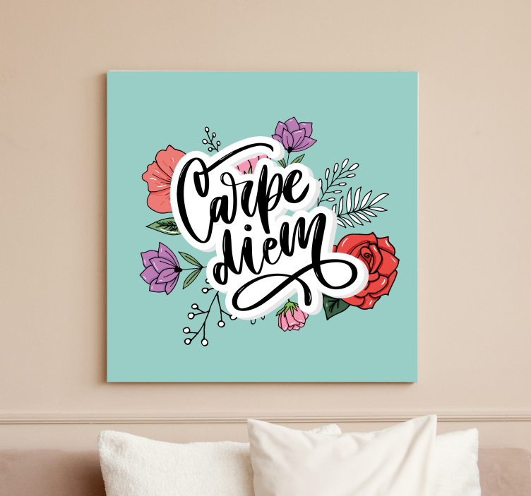 Carpe diem pink floral pattern canvas - TenStickers