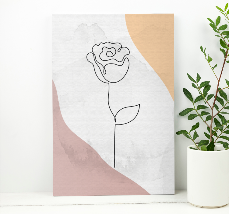 Flowers canvas elegant rose outline - TenStickers