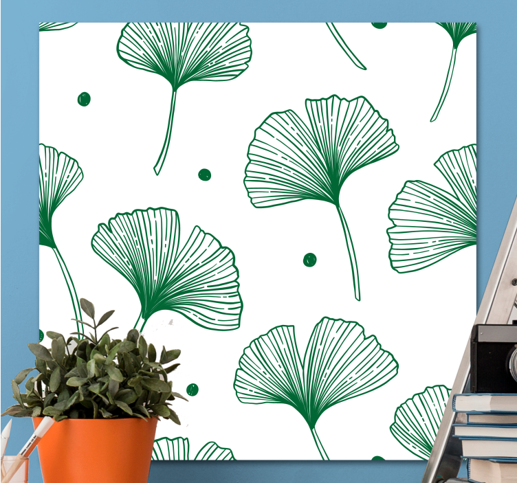 Flowers canvas ginkgo leaf artwork - TenStickers