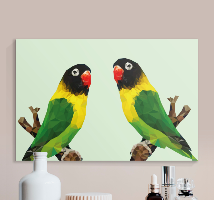 Geometric-animals pair of birds bird canvas - TenStickers