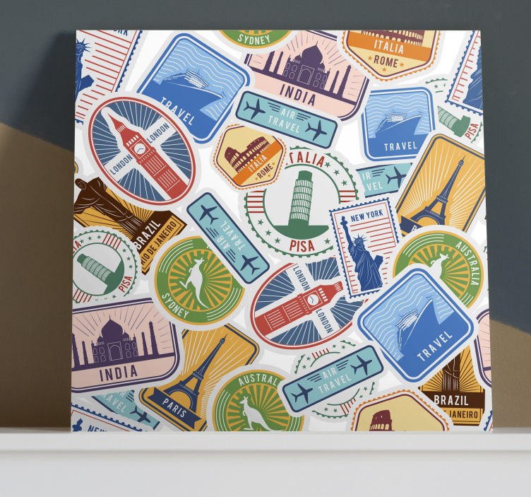 Global Landmarks Collage cityscape wall art - TenStickers