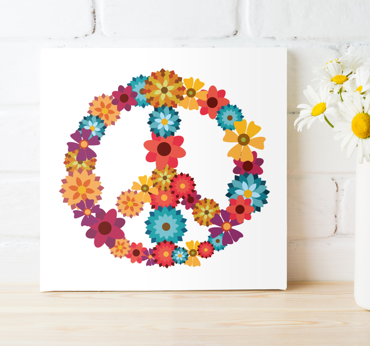 hippie symbol flower canvas - TenStickers