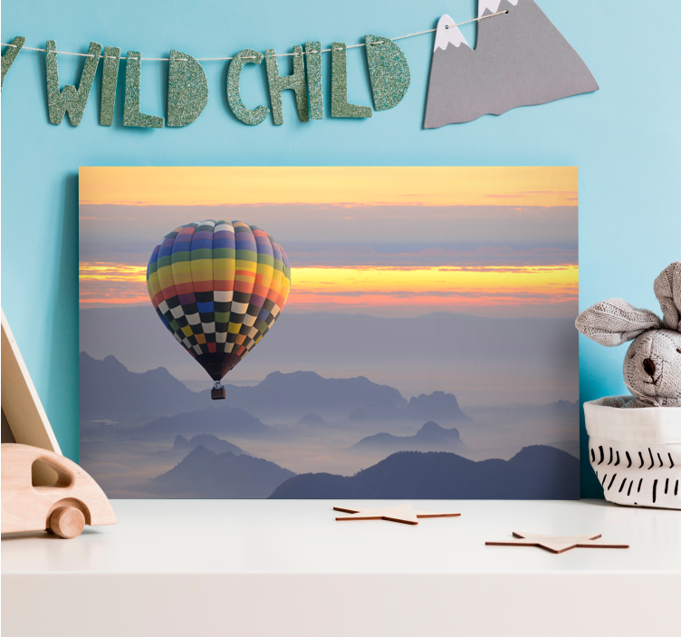 Landscape canvas colorful hot air balloon art - TenStickers