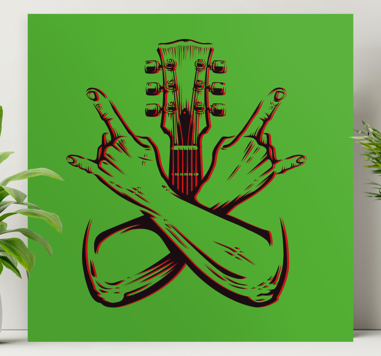 Music canvas art guitar hand gesture - TenStickers