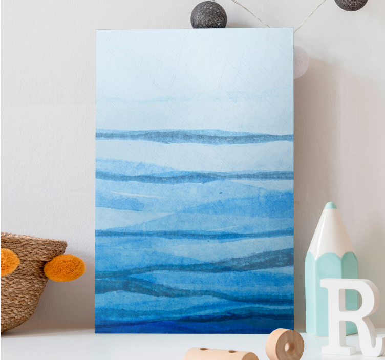 Ombre effect stipes blue shades modern canvas - TenStickers