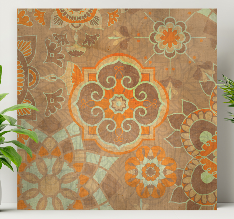 Oriental canvas wall art with detailed floral designs - TenStickers