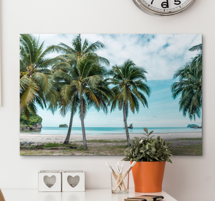 Sea beach palms sand landscape canvas - TenStickers