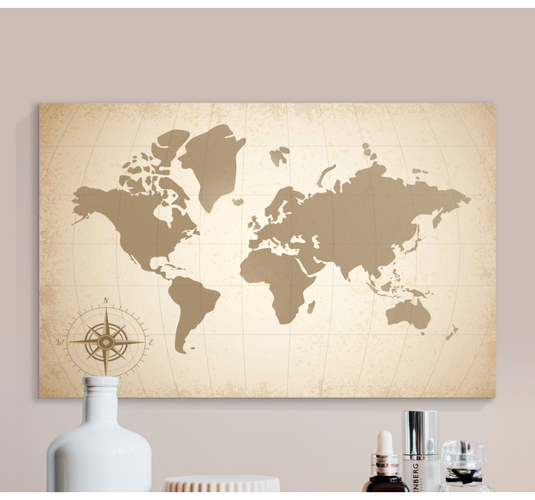 Vintage beige design world map wall art - TenStickers