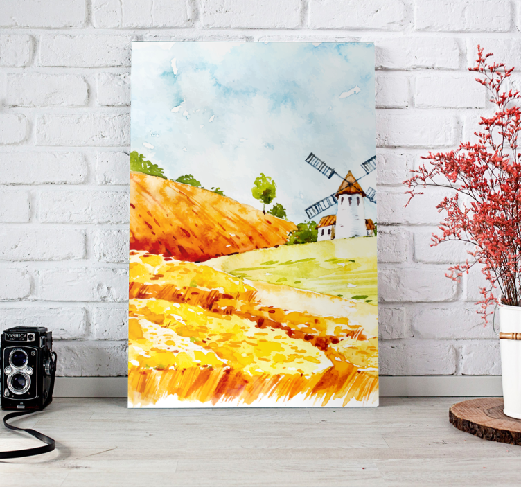 Windmill in Fields landscape canvas - TenStickers