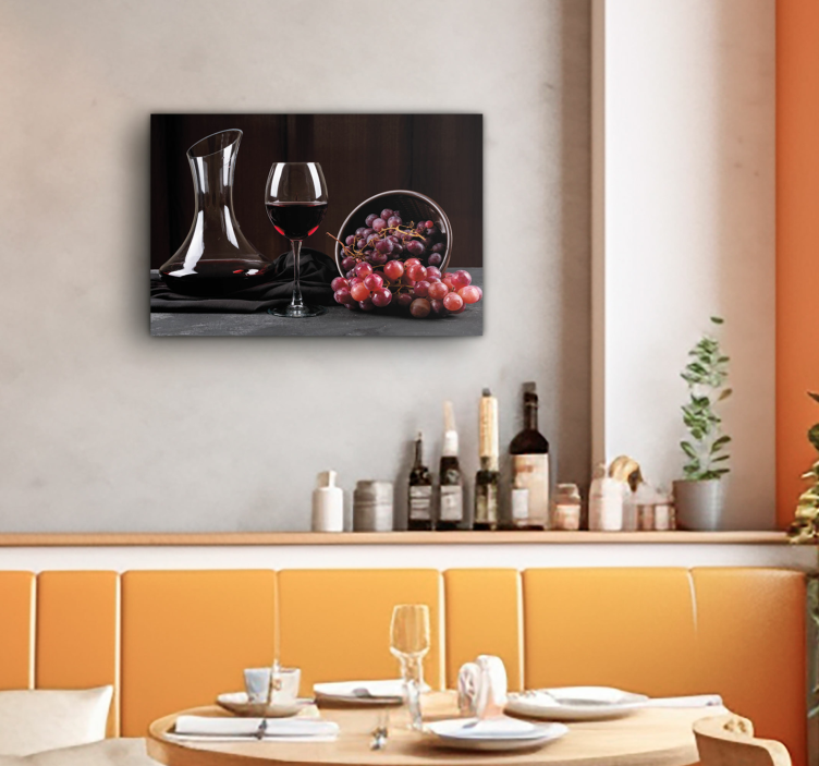 Wine and grapes Bar canvas print - TenStickers