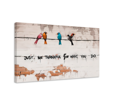 Sitting colourful birds canvas art - TenStickers